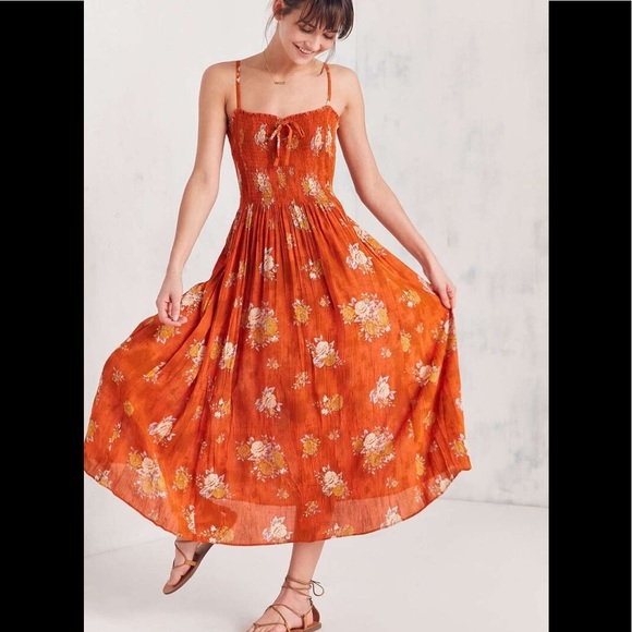 Urban Outfitters Dresses & Skirts - UO orange floral midi dress